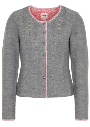 Damen Strickjacke Noppe, Spieth & Wensky, hellgrau-rosa