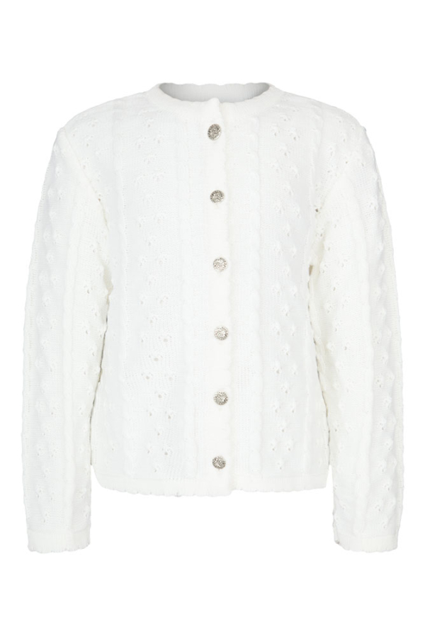 Mädchenstickjacke natur mit Zopfmuster, isartrachten