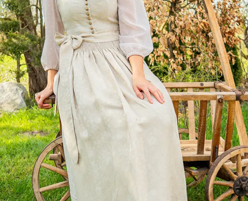 Brautkleid lang, Offwhite, Bluse 3/4-Arm