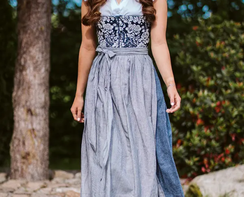 Dirndl Blau mit Brokatmieder, Countryline Dirndl Blau mit Brokatmieder, Countryline