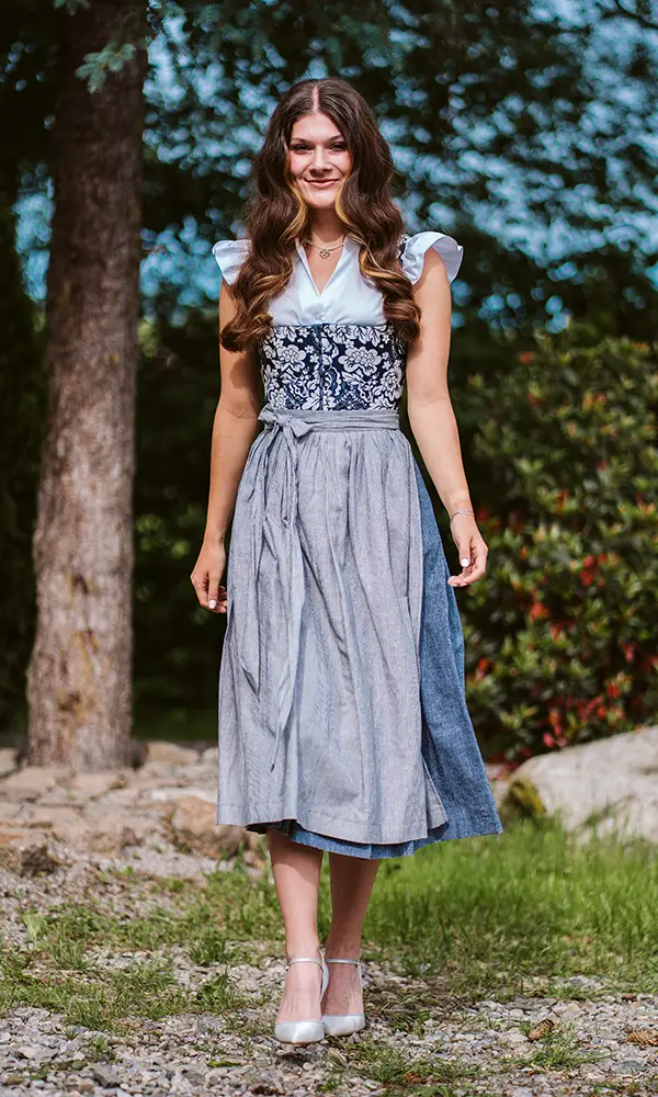 Dirndl Blau mit Brokatmieder, Countryline Dirndl Blau mit Brokatmieder, Countryline