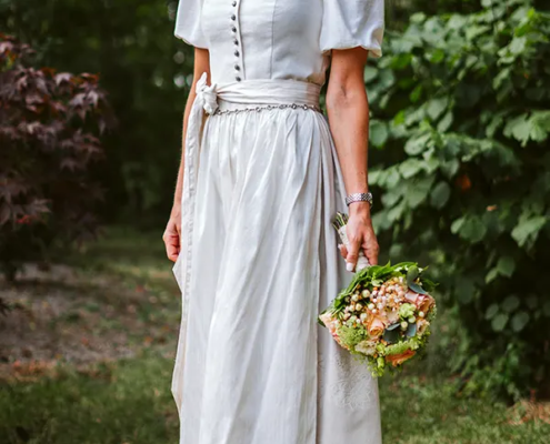 Brautkleid-Leinen weiß