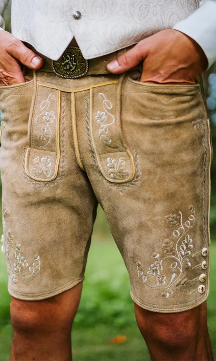 Sedlmeir Exklusiv Lederhose Eichblatt sand Sedlmeir Exklusiv Lederhose Eichblatt sand